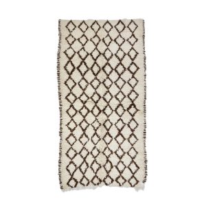 FERLO- Geometric Brown Vintage Wool 3'5"x6'7" Rug