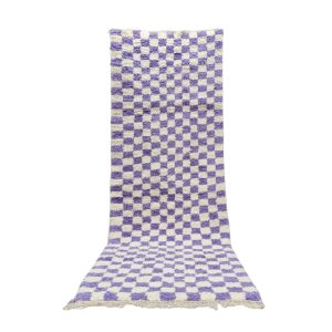SANDRA -Berber Purple Beni Ourain Checkered 3'5"x9'7"Rug
