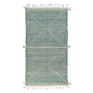 IZLIN- Green Kilim Zanafi 4'6"x8'5" Berber Wool Rug
