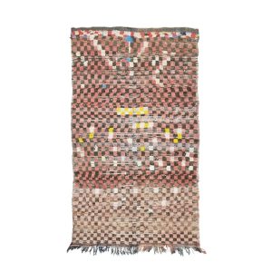 ENVES- Brown Vintage Checkered Wool 4'4''x7'6'' Rug