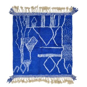 MANGA - Abstract Blue Beni Ourain Tribal 5'2''x5'4"Rug