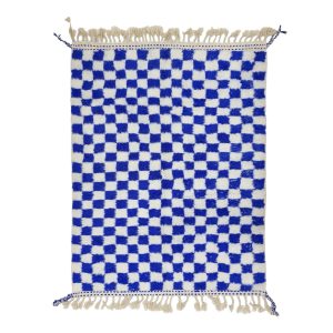 WILEY -Blue CHeckered Beni Ourain Wool 6'x7'8''Rug