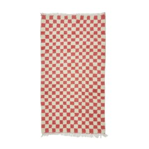 PERLAN -Checkered Pink Beni Ourain Berber 3'5"x6'2"Rug