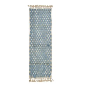 KHANSA - Tribal Baby Blue Checkered Beni Ourain 3'x9'1"Rug