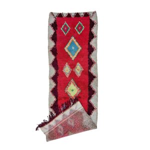 MEKAL - Pink Geometric Vintage Handmade 3'1''x9'1" Rug