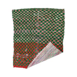 FAIZO - Green And Red Beni Ourain Checkered 4'5''x5'5'' Rug