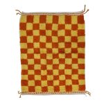 LISAN - Orange Mini Checkered Beni Ourain Carpet