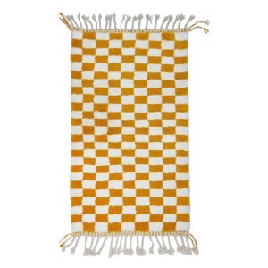 NUSIR - Checkered Yellow Beni Ourain Berber Carpet