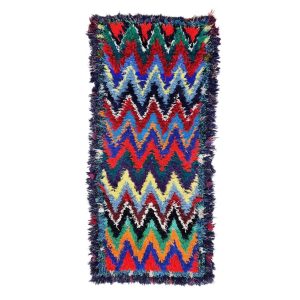 ZIRI- Moroccan Zigzag Vintage Blue Rug 2x6