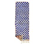 ZDAN- Berber Checkered Blue Wool Boujaad 2x6 Rug