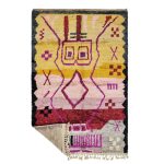 TALA- Berber Abstract Yellow and Pink Wool Boujaad 5x8 Rug