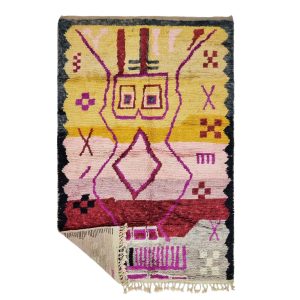 TALA- Berber Abstract Yellow and Pink Wool Boujaad 5x8 Rug