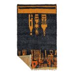 DAMIYA- Berber Abstract Black and Orange Wool Boujaad 5x8 Rug