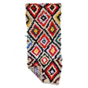 DAMIA- Geometric Vintage Red Boucherouite 2x5 Rug