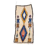 BABOUCHA- Moroccan Handmade Vintage Rug 3x6 Beige & Blue Carpet