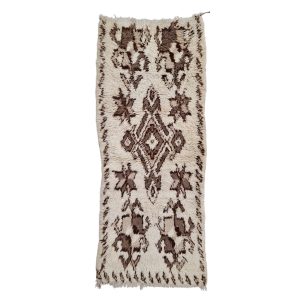 Aksil-Geometric Vintage Brown & white  Beniourain 2x5 Area Rug