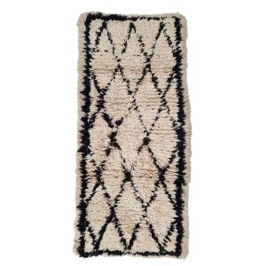 Tlaytmas- Geometric Vintage Black & white  Beniourain 2x6 Area Rug