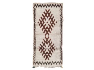 Touda - Geometric Vintage Brown & white  Beniourain 2x6 Area Rug