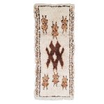 Juba - Geometric Vintage Brown & white  Wool Beniourain 2x7 Area Rug