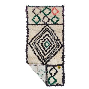 Tahra - Geometric Vintage Black & white  Beniourain 2x5 Area Rug