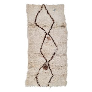 Idder - Geometric Vintage Brown & white  Beniourain 2x5 Area Rug