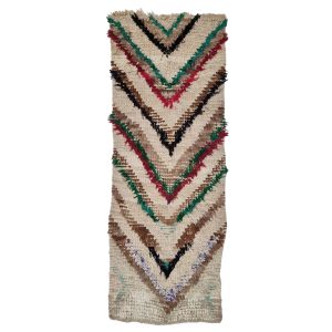 LINAS-Striped Vintage Green  & white  Beniourain 2x5 Area Rug