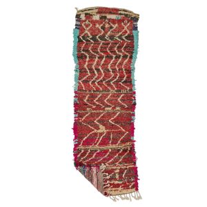 Randa - Berber Abstract  Red Wool & Cotton Boujaad 2x8 Rug