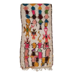 Thiyya - Abstract Vintage Pink & yellow Beniourain 3x6 Area Carpet .