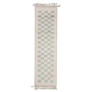 Bacha - Checkered Vintage White Wool Beniourain 2x7 Rug