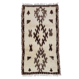 Ijja - Geometric Vintage Brown & white  Beniourain 3x6 Area Rug