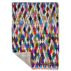 Tarwa- Geometric Vintage 4x6 Multicolor Boucherouite Rug