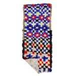 Yusra - Checkered Vintage Blue Boucherouite 2x5 Area Rug