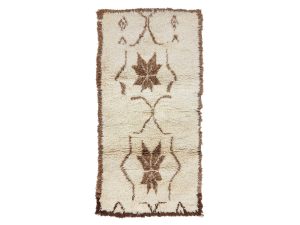 Yusra- Geometric Vintage Brown & white  Wool Beniourain 2x5 Rug