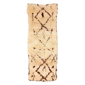 Tirwalt- Geometric Vintage Brown & white  Wool Beniourain 2x6 Rug